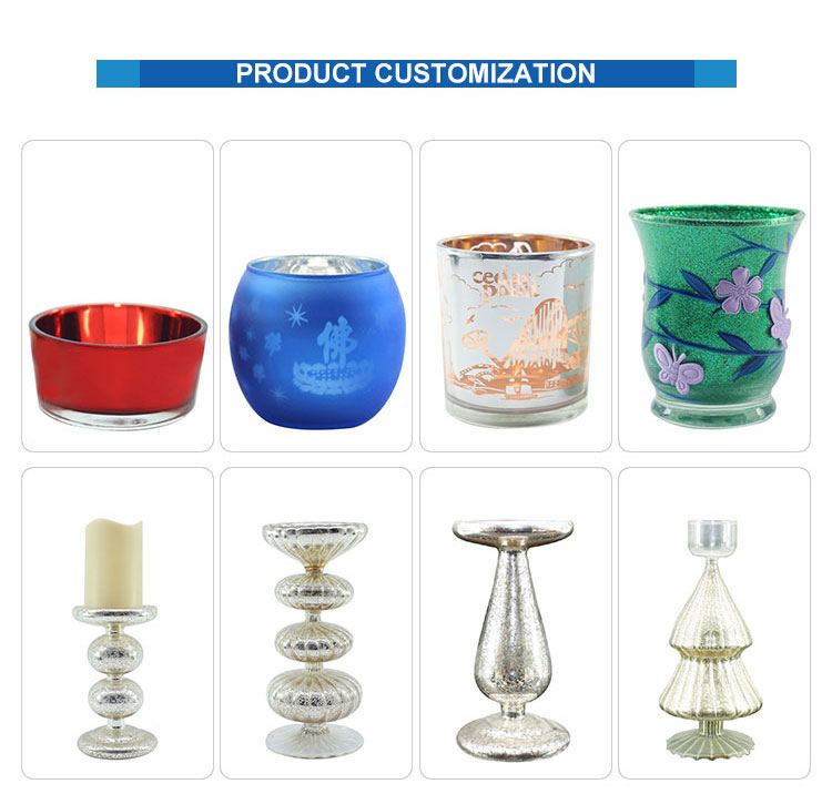 Hot Sale High Quality Cheap candle holder decoration custom painted LOGO Christmas Glass candlestick