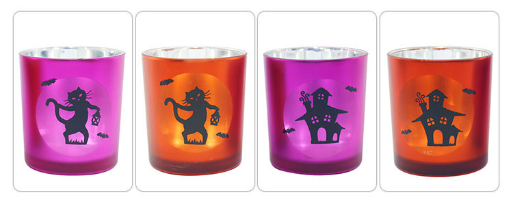 high quality glass handicraft candle holder decoration custom painted LOGO Glass candlestick